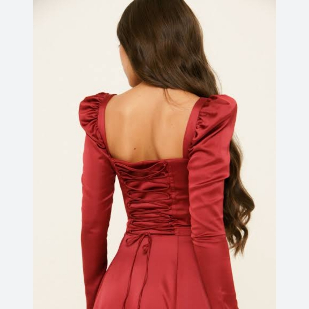 Sebille ruby red midi corset dress - Picture 6 of 6